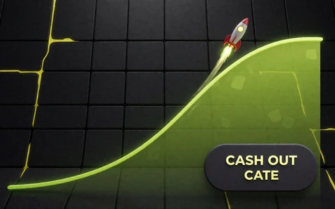 Crash-Game-Kachel mit steigender Multiplikator-Kurve und Cash-out-Feld im Zoccer Instant-Bereich