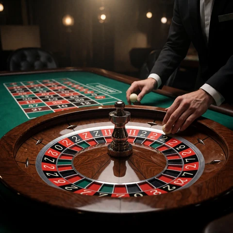 Live-Roulette-Tisch mit Kessel und Croupier-Hand als Kachel im Zoccer Live Casino